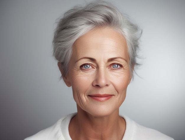 Het gezichtsportret van hogere gezonde oude vrouw