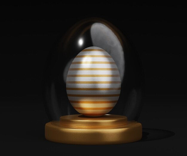 Het glaspaasei op 3d podium geeft terug