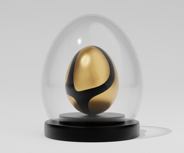 Het glaspaasei op 3d podium geeft terug