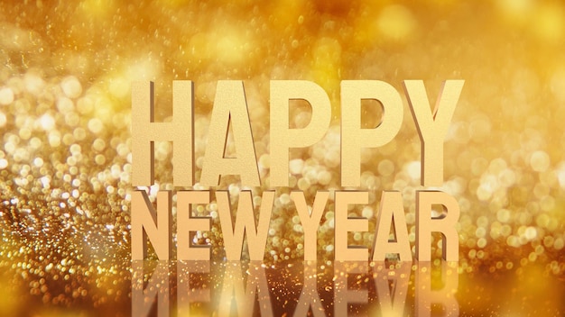 Het gouden gelukkige nieuwe jaar op bokeh voor het 3d teruggeven van het vakantieconcept