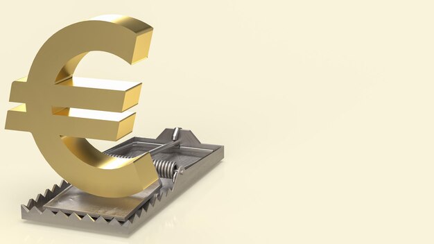 Het gouden symbool euro op rattenval bedrijfsconcept 3d-rendering