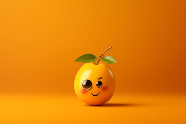 Het grappige mangokarakter op oranje 3d achtergrond geeft illustratie generatieve ai terug