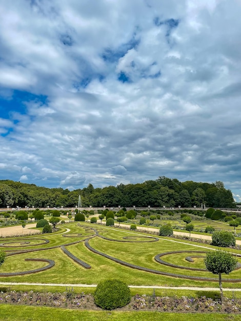 Het groene doolhof in Frankrijk in zonnige dag, verticale foto