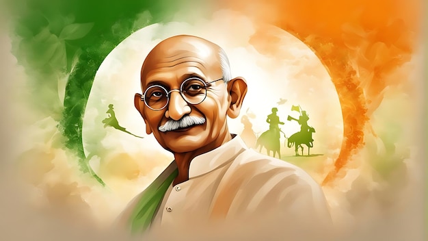 Foto het groeten van de vader van de natie gandhi jayanti inspireert eenheid en geweldloosheid in elk hart