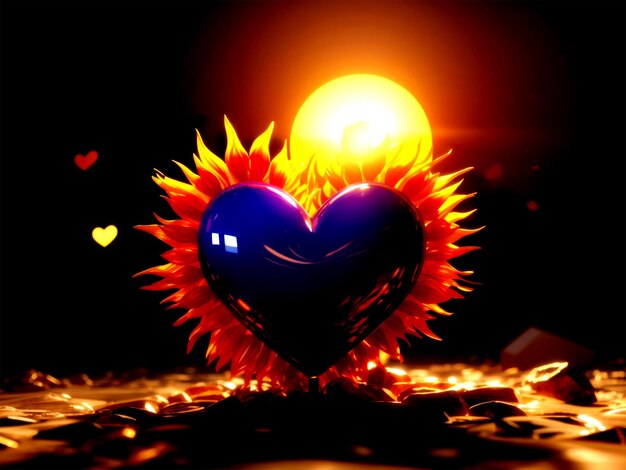 Foto het hart van de liefde een eeuwige vlam die zielen met doel en toewijding ontsteekt