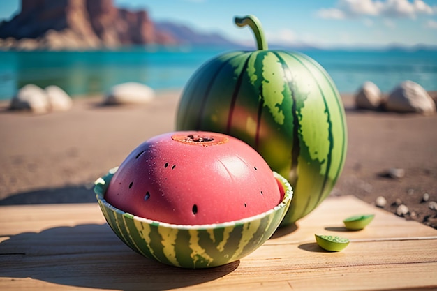 Het heerlijke en verfrissende watermeloensap is erg comfortabel om de dorst in de zomer te stillen