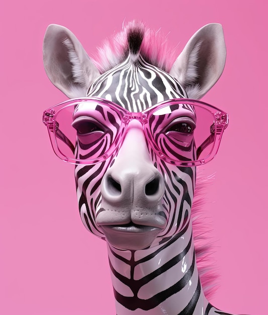 het hoofd van een standbeeld is een roze zonnebril met zebra-pop-inspo-stijl