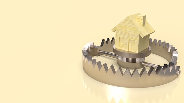 Het huishout op berenval voor onroerend goed of bouwconcept 3D-rendering