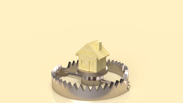 Het huishout op berenval voor onroerend goed of bouwconcept 3D-rendering