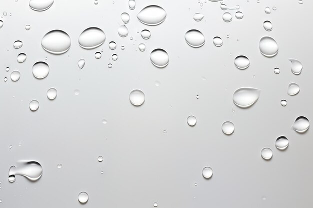 Het idee van waterdruppels op een leeg wit oppervlak.