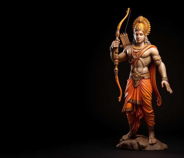 Het idool van Lord Shree Ram tegen een donkere achtergrond
