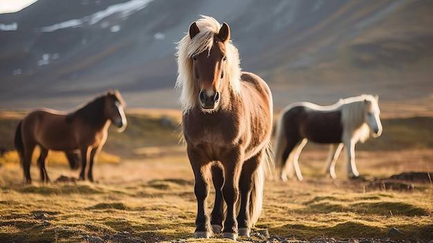 Het IJslandse paard is mogelijk een paardenras gemaakt in IJsland Creatieve bron AI gegenereerd