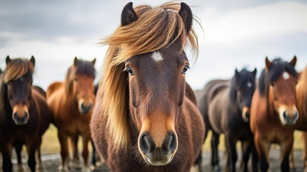 Het IJslandse paard kan een paardenras zijn dat in IJsland is gemaakt Close-up IJslandse rossen Creatieve bron AI Gegenereerd