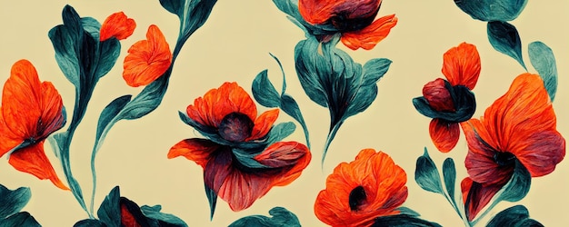 Het imiteren van klaproosbloemen op stof in warme kleuren