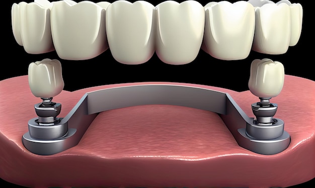 Het implantatieproces in de tandheelkunde illustratie generatieve AI