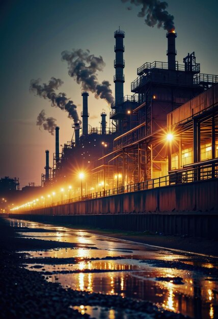 het industriële minimalistische landschap met fabrieksgebouwen