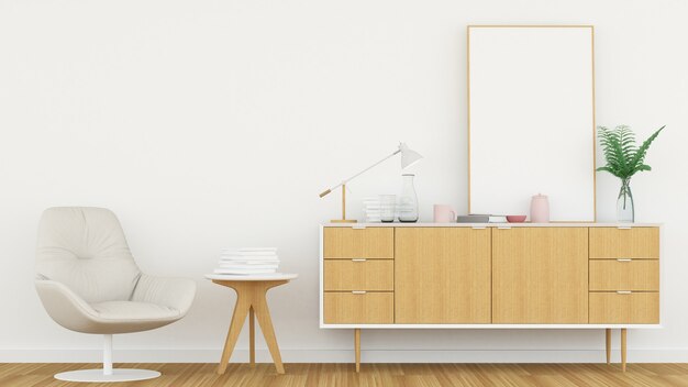 Het interieur minimalistisch en werkruimte in condominium