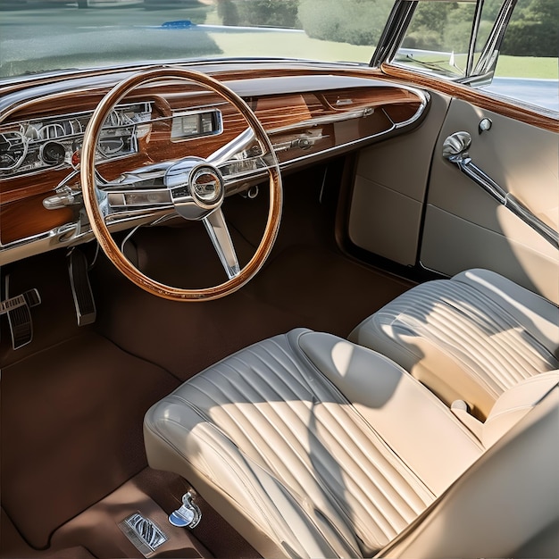 Het interieur van een oldtimer