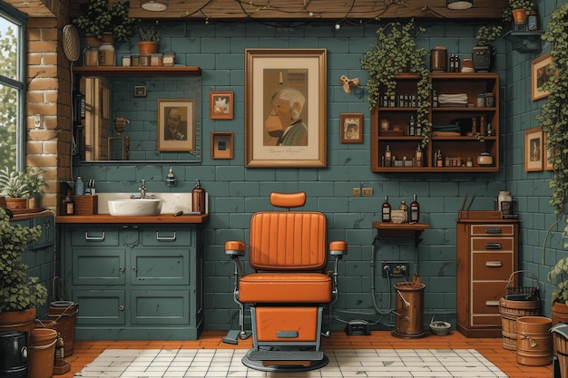 Het interieur van een stijlvolle kapsalon Illustratie