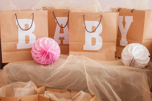 Het is een meisje. Een baby shower. Decoratie voor het feest.