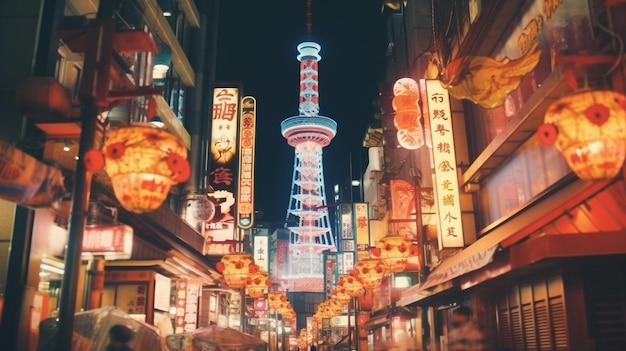 Foto het is een toren en een bekend monument van osaka.