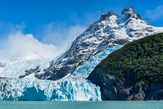 Het is een van de aangrenzende gletsjers tussen Argentinië en Chili.