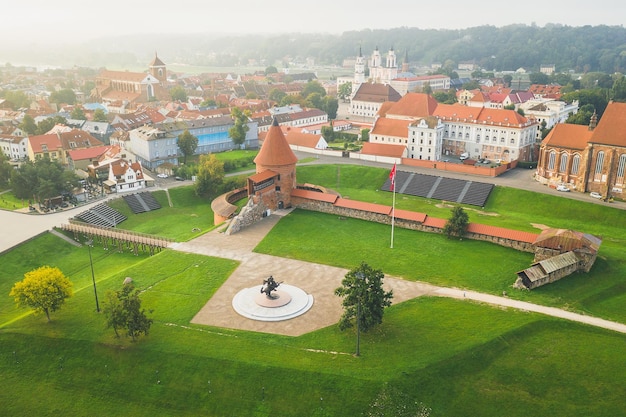Het kasteel van Kaunas op het veld