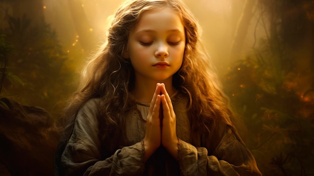 Het kind bidt tot God Generatieve AI Kids