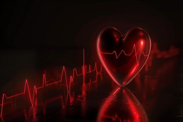 Het kloppen van een rood hart met pulslijn generatieve AI