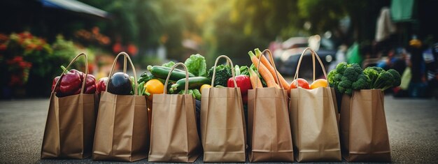 het kopen van groenten in herbruikbare zakken op de plaatselijke marktAI Generatieve AI