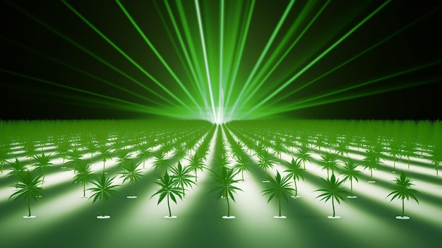 Foto het kweken van cannabisknoppen in geleide lichtstralen