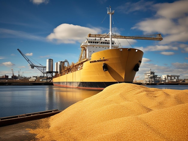 Het laden van graan in de ruimen van het schip veroorzaakte oa