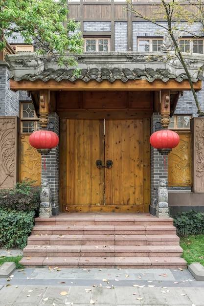 Het landschap van Chinese klassieke gebouwen en deuren en ramen