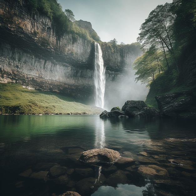 Het landschap van de Cascade Radiant Waterfall in de middag