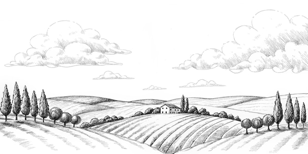 Het landschap van de Toscaanse boerderij
