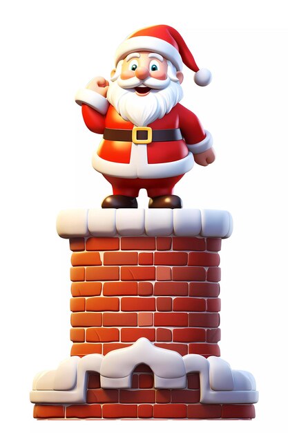 Het leuke karakter van de kerstman staat op de schoorsteen
