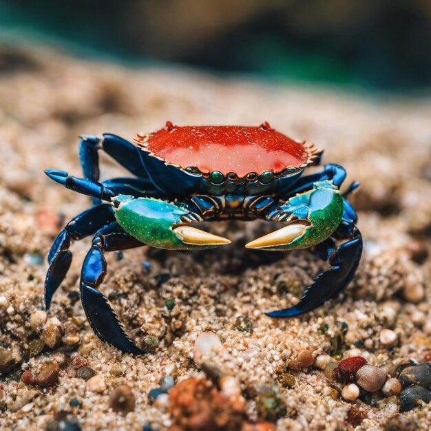 Foto het leven in de ondiepe wateren het verkennen van de wereld van krabben langs de kustlijnen