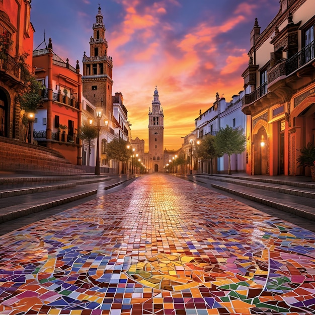 Het levendige stadsbeeld van Sevilla, Spanje