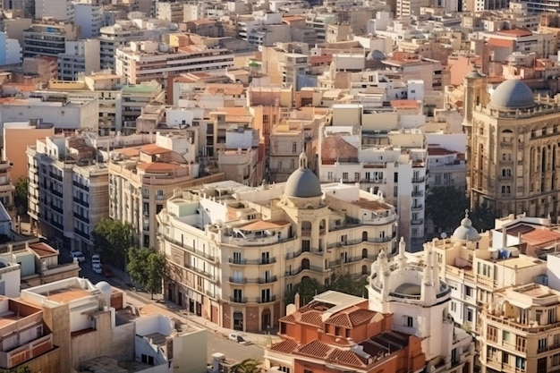 het luchtbeeld van het oude centrum van Valencia