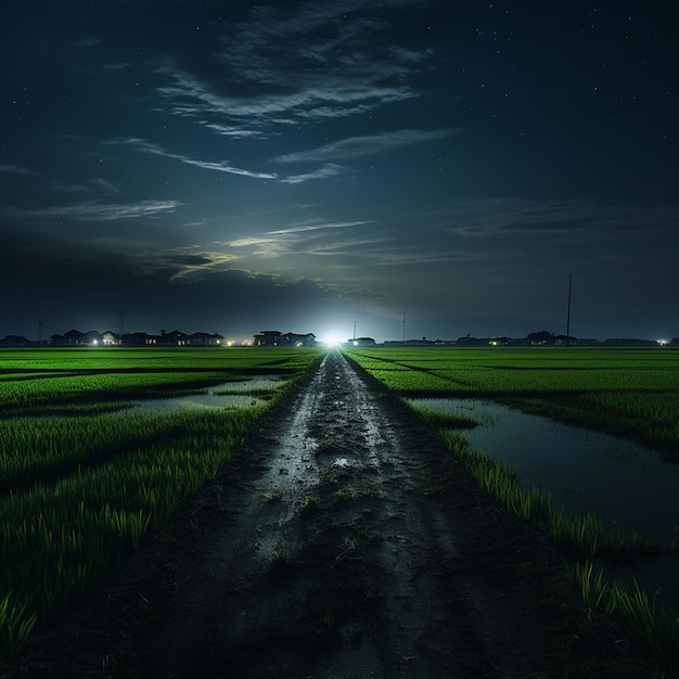 Het maanlicht kust subtiel het landschap