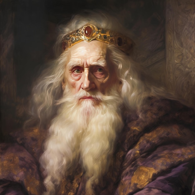 Het majestueuze portret Koning Jaehaerys I Targaryen's koninklijke olieverf schilderij gemaakt door Rembrandt