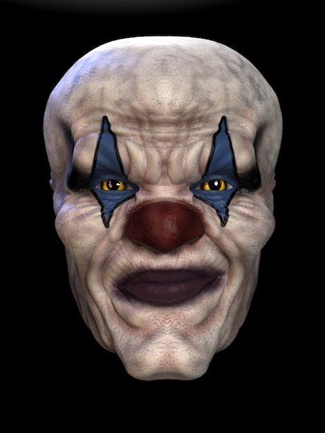 Het masker van een slechte clown. 3D illustratie