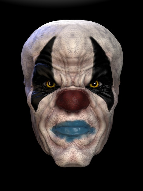 Het masker van een slechte clown. 3D illustratie