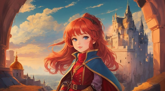 Het meisje in het kasteel door Generative AI