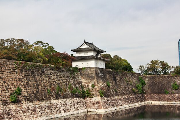 Het middeleeuwse kasteel in de herfst, osaka, japan