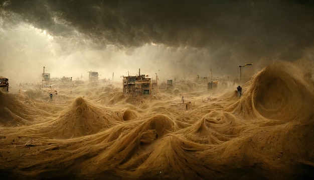 het midden van een wervelwind van zand zandstorm orkaan