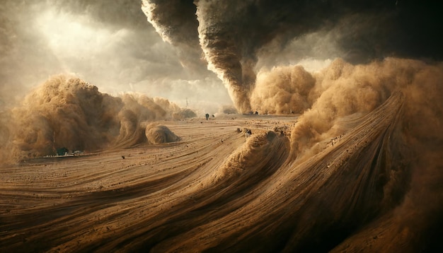 het midden van een wervelwind van zand zandstorm orkaan