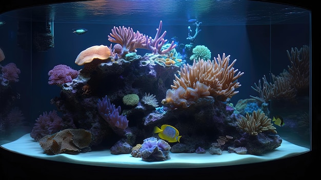 Het moderne aquarium met zeeleven nodigt bezoekers uit om de ongelooflijke diversiteit van het zeeleven te ervaren door middel van interactieve tentoonstellingen, educatieve programma's en meeslepende displays gegenereerd door AI