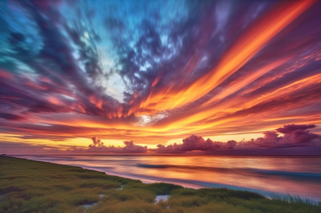 Het mooie landschap van de zonsondergangbrandwolk