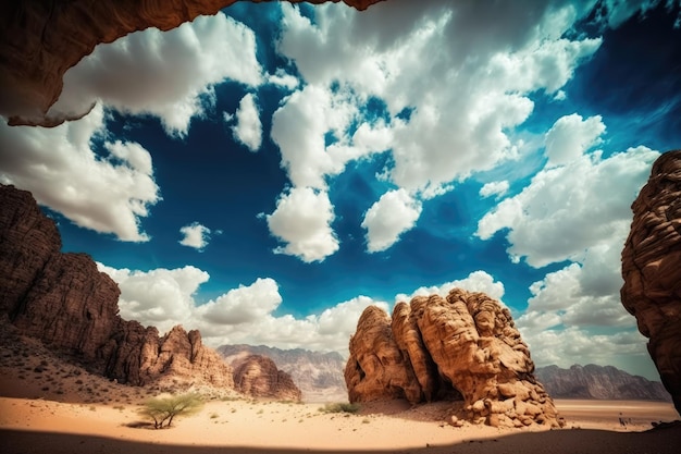 Het Neom-gebergte en de woestijn in Saoedi-Arabië Generatieve AI